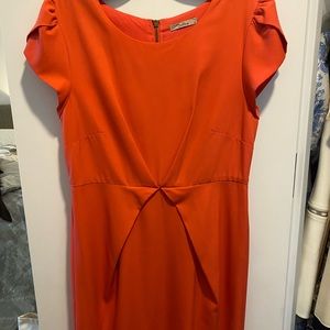 Coral cap sleeve shift dress